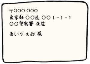 留置場の手紙の宛先の記入例